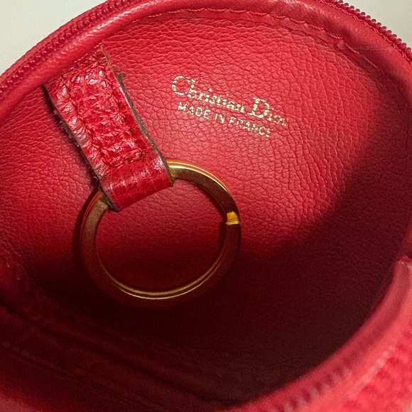 Christian Dior Authentic Red Leather Coin Purse with Key Ring - Picture 9 of 9